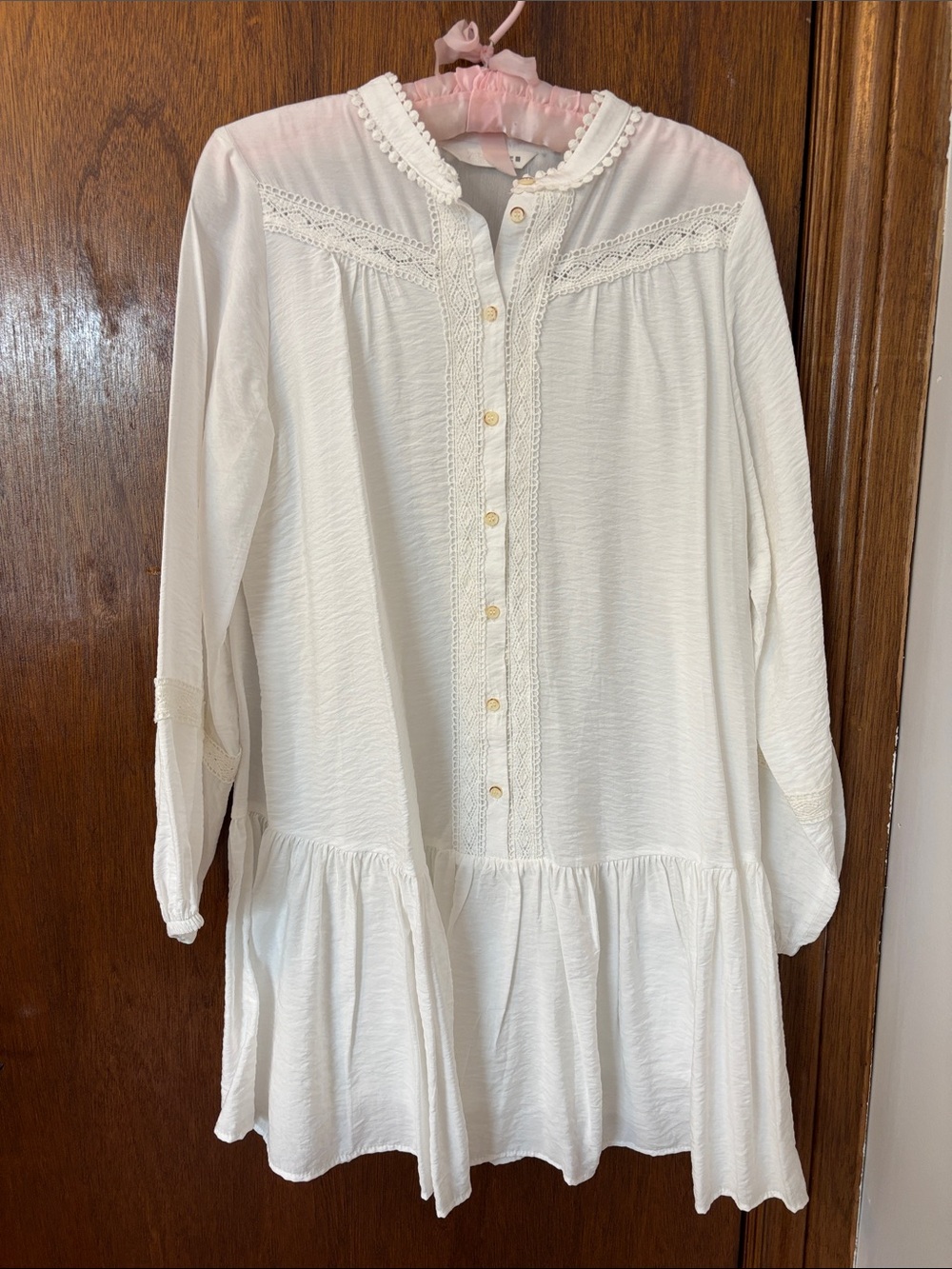 Zara White Lace-Trim Mini Dress